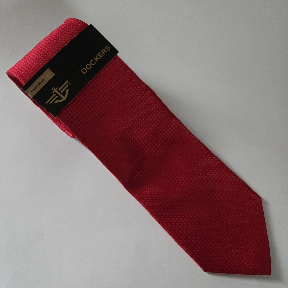 Dockers Textured Red Handmade Tie NWT